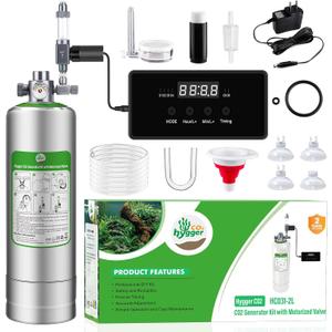 Upgraded 2L/5L Aquarium CO2 Generator System with Timer-Enabled Motor Valve, Upgrade CO2 System Kit with Quick-Release Structure for Aquarium Plants Tanks (2L)