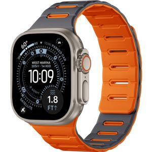 Bandletic Double Sided Magnetic Band Compatible with Apple Watch Bands for Men Women 49mm 46mm 45mm 44mm 42mm, Soft Replacement Loop Strap for iWatch series 11 10 9 8 7 6 5 4 3 2 1, SE3, Ultra 3 2 1