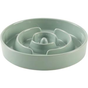8.2inch Ceramic Slow Feeder Dog Bowl for Medium and Large Breed, Puzzle Dog Food Dish, Anti-Gulping, Pet Slow Feeder, Stop Bloat, Preventing Choking (Single Bowl-Light Green) (1 x Light Green - A)