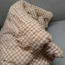 LifeTB Queen Comforter Set Tan Gingham Comforter Modern Style Beige Plaid Comforter Set 3 Pieces Fluffy Grid Checkered Comforter with 2 Pillowcases Boho Gingham Bedding Set Queen Size