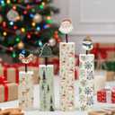 Yerliker 4 Pcs Neutral Christmas Wooden Tiered Tray Decor Set Winter Wood Table Centerpieces Elk Tree Snowman Santa Claus Blocks Signs for Rustic Farmhouse Home Mantle Office Mantel Shelf Desk Decor