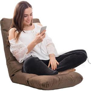 Floor Chair, Floor Lounger Chair 42-Position Recliner Adjustable Foldable Video Gaming Meditating, Reading, Padded Comfortable Seat, Indoors (Brown) 8812CO, 16.1D x 19.7W x 24.5H in