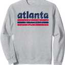 Atlanta Georgia Three Stripe Vintage Weathered Sweatshirt, Grey