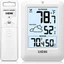 Indoor Outdoor Thermometer Wireless Weather Station, Internal External Thermometer Hygrometer, Home Batteryoperated Temperature Humiditymonitors330 Feet (About 100 Meters) Backlight Display (White)