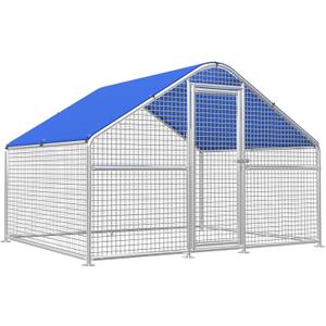 Large Metal Chicken Coop with Galvanized Hardware Cloth, Chicken Coop Run Pen for Yard with Waterproof Cover, Outdoor Large Walk-in Chicken Coops for 8 Chickens Duck Pen House Cage Run
