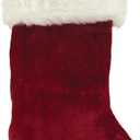 Halco 21 Inch Burgundy Christmas Stocking Plush Velvet