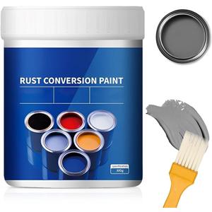 Weatherproof Rust Converter Paint for Metal, Rust Converter for Metal, Rust Remover for Metal & Primer, Water-Based Industrial Anti-Rust Paint with Tools (300g/10.7 Oz, Grey)