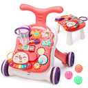 CUTE STONE Baby Walker for Boys Girls, 2 in 1 Sit-to-Stand Learning Walker and Activity Center, Baby Walking Toy, Early Learning Push Toy Gift for Infant (Coral-red)