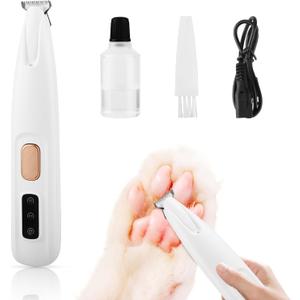Upgraded Electric Dog Paw Trimmer, Paw Trimmers for Dog's Feet, Rechargeable Pet Shaver with LED Light, Low Noise Pet Hair Clippers for Paws Eyes Ears Face Rump