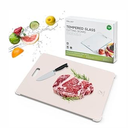 Tempered Glass Cutting Board Set, Large 16"x12" Glass Cutting Board for Kitchen with 4 Non-Slip Feet, Heat & Shatter Resistant Glass Cutting Board Dishwasher Safe, Perfect Kitchen Gift & Decor - Beige