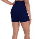 Biker Shorts Women High Waisted Tummy Control Yoga Workout Shorts with Pockets for Fitness Athletic Running Gym (Blue, XL)