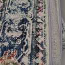 Area Rugs 5'x7' Washable Non-Slip, Floral Vintage Distress Print Pattern Medallion Carpet for Living Room Bedroom Dining Room, Green Navy Blue White Red Teal Colorful