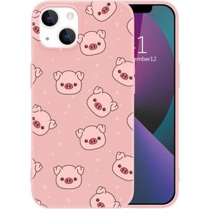 MAYCARI Cute Pink Pig Phone Case for iPhone 14 Pro Max, Pink Liquid Silicone Girly Cases, Cartoon Soft Gel Rubber Full-Body Protective Microfiber Lining Shockproof Cover