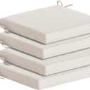 Goodgoods 18.5 x 18.5 Outdoor Chair Cushions Set of 4, Fade-Resistant & Water-Resistant Patio Seat Cushion Pads with Ties, 30D High-Resilience Foam for Dining Room Kitchen Chairs, Almond