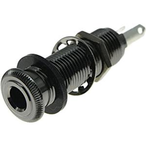 KAISH Stereo Copper Guitar Bass 1/4" Barrel Jack Cylinder Input Output Jacks with 4 Pins Stereo or Mono Jack Black Nickel