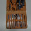 Gifts for Men/Women, Stainless Steel Manicure Set with PU leather case, Personal care tool (brown)
