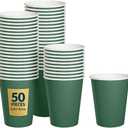 PAW - Disposable Paper Cups (8,5 oz, 50-Pack), Hot & Cold Paper Coffee Cups, Dark Green Drinking Cups for Party, BBQ, Christmas, New Year's Eve, Picnic