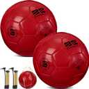 Shappy 2 Pcs Operation Christmas Soccer Balls Bulk with Pump, Mesh Bag Official Size 3 4 5 Indoor Outdoor Colorful Soccer Ball for Practice Game Sport Soft Gift for Child Adult (Red)