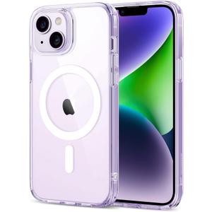 ESR for iPhone 14 Case/iPhone 13 Case, Compatible with MagSafe, Shockproof Military-Grade Protection, Magnetic Phone Case for iPhone 14/13, Classic Series (HaloLock), Clear Purple