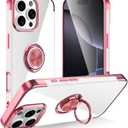 Tnarru Designed for iPhone 16 Pro Clear Case with Stand [Magnetic Ring Holder Kickstand] Soft TPU Bumper Non-Yellowing Anti-Scratch Lightweight Slim for iPhone 16 Pro Case Pink