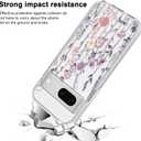 3 x for Google Pixel 7 5G 6,3'' Case, Cute Flower Case for Girls Women, Soft Shockproof Clear Phone Protective Cover with Colorful Floral Pattern Design Exquisite Phone Cover Stylish,01