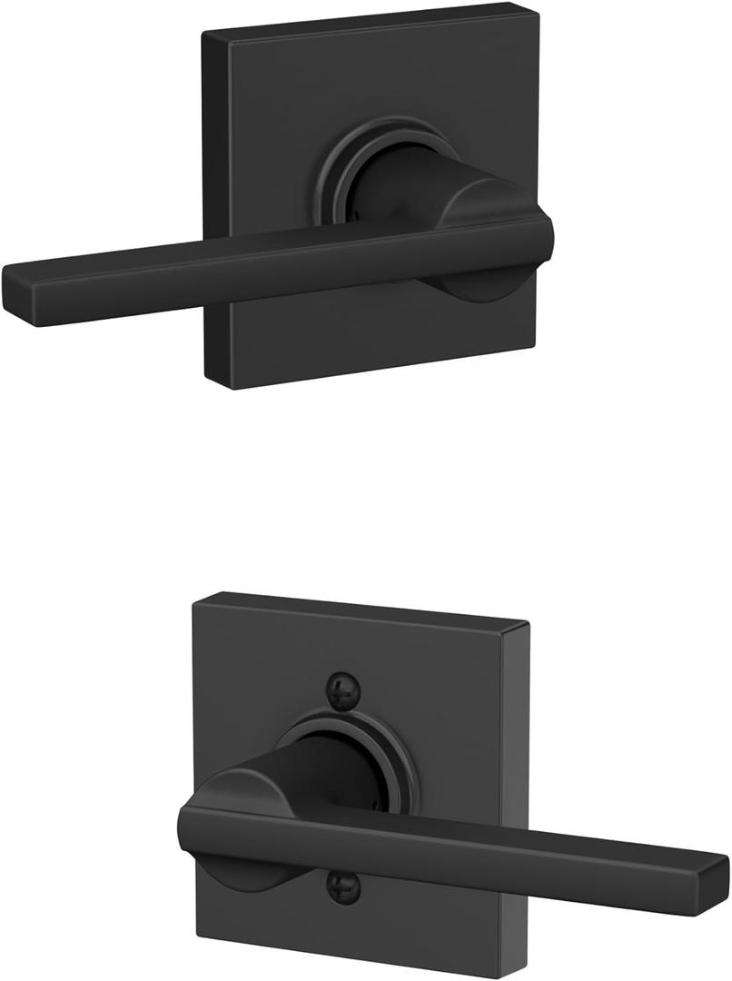 Schlage F10 LAT 622 COL Latitude Collins Passage Lever for Interior Hall and Closet, Matte Black