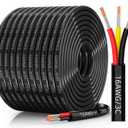 CONEPY 16 Gauge Wire 3 Conductor Electrical Wire, 16 AWG Tinned Copper Stranded PVC Cable, IP68 Waterproof/Flexible/Low Voltage Cord for Automotive, Marine, Solar, LED Lighting (100FT)