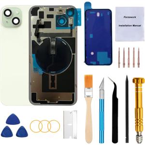 OEM Rear Back Glass Replacement for iPhone 15 6.1-inches with Reparing Tool Kit and All Necessary Parts (Green)