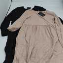 Riyiper Pack of 2 Women Casual Long Sleeve Dresses Loose Fit Swing Pleated Dress with Pockets Knee Length, XL, Black, Apricot