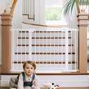 Cumbor 29.7-48" Baby Gate for Stairs, Mom's Choice Awards Winner-Dog Gates for Doorways, Auto Close Safety Pet Gate for Dogs Indoor, Easy Install Pressure Mounted Child Gate with Walk Thru Door, White