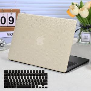 Funut for MacBook Pro 16 Inch Case 2024 2023 2022 2021 Model M3 A2991 M2 A2780 M1 A2485 Pro Max, Crocodile Leather Hard Shell Cover & Keyboard Cover Mac Pro 16" M3/M2/M1, Pudding (For New Macbook Pro 16" 2024-2022 M3 M2 M1, Apricot)