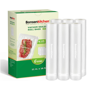 Bonsenkitchen 6 Rolls 11" x 16' Vacuum Sealer Bags for Food with a Color Box, Easy to Store, Commercial Grade, BPA Free, Great for Food Storage or Sous Vide, VB21