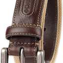 Columbia Men's Leather Casual Belt Tan & Brown Classic Style for Everyday Wear, 34, Khaki Stitched
