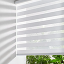 Persilux Cordless Zebra Blinds for Indoor Windows, Free-Stop Zebra Blinds Cordless, Light Filtering Sheer Shades Dual Layer for Day and Night, Zebra Roller Shades for Home (34.25" W X 72" H, White)