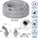 (3/4" Dia * 50 Feet) Yariwiz Flexible Electrical Conduit Liquid Tight PVC Conduit Kit with 5 PCS Coupling, 3 PCS Elbow and 10 PCS Strap, Sealtight Seal Flex Liquidtight Wire Outdoor Non Metallic Grey
