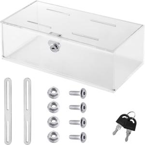 CiaoHER Clear Acrylic Refrigerator Medicines Insulin Narcotics Storage Lock Box with Two Keys and Mounting Hardware12''x6''x4.25''