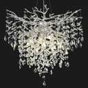 32 inch Crystal Chandelier for Dining Room, Round Silver Tree Branches Chandeliers, Top K9 Crystal Chandelier, Modern Chandeliers for Kitchen,Foyer Entryway,Luxury Adjustable Hanging Chandeliers