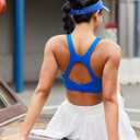 RUNNING GIRL High Impact Sports Bras for Women, High Support Running Strappy Women's Sports Bra with Sewn in Pads (Blue, M)