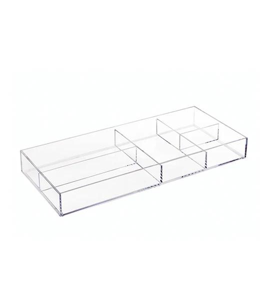 Divided Clear Plastic Organizer Bin with Hinge Lid, 8 Sections Tea Bag Storage Box for Kitchen, Snacks, Spice Packets,Pouches, Stackable Storage Bin