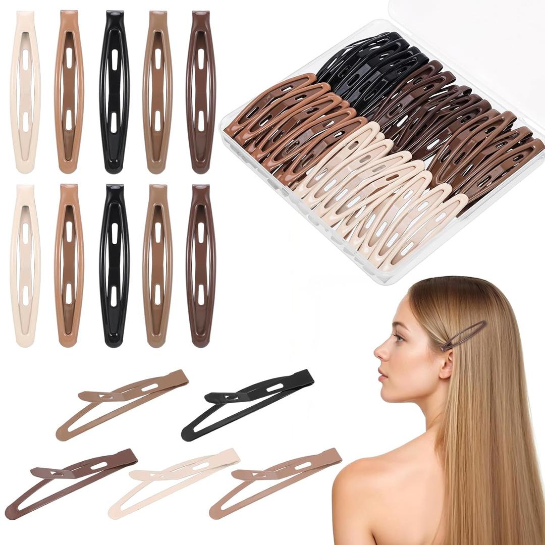 obeoby 40 Pcs 5 Colors Metal Snap Hair Clips, 2.36 Inch Hair Barrettes Accessories for Women Girls, Cute Holiday Birthday Mothers Day Gifts