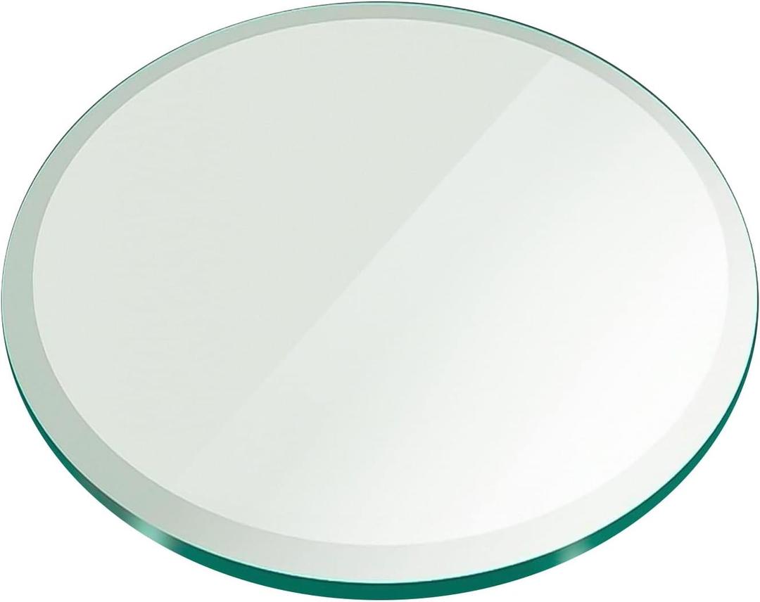 20" Inch Round Glass Table Top 1/2" Thick Tempered Beveled Edge by Fab Glass and Mirror