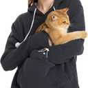 Unisex Big Pouch Hoodie Long Sleeve Pet Cat Dog Holder Carrier Sweatshirt (Large, Dark Grey-thick)