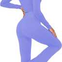 Sunzel Mini Flare Leggings for Women, High Waist Yoga Pants with Tummy Control, Casual Gym Workout Bootcut Leggings (Blue, M)