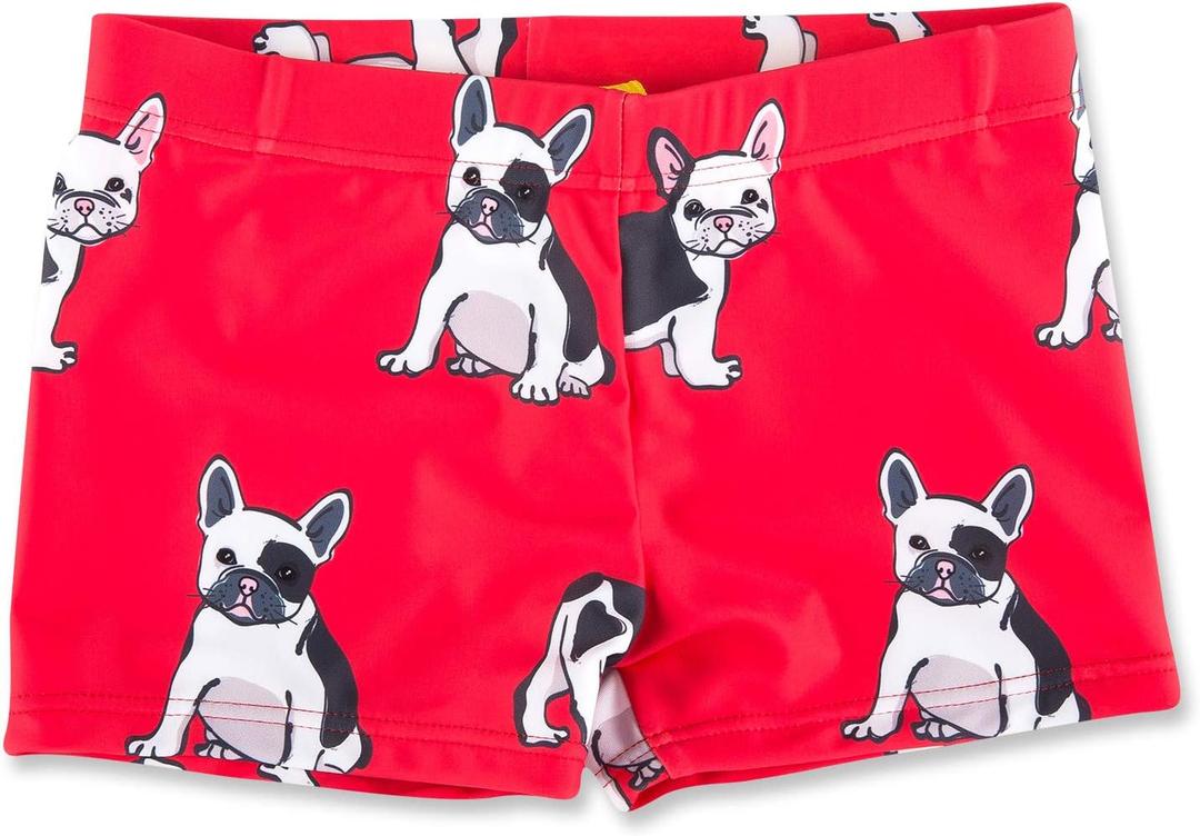 CUNYI Boys Swim Trunks Toddler Stretch Swim Shorts Quick Dry Beachwear Suit Bathing Swimwear (4-5T, Red-dog)