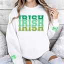St Patricks Day Sweatshirt Women Shamrock Sweater Notre Dame Shirts Clover Top Irish Gift Long Sleeve Pullover (White, XL)