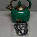 SUSTEAS Stove Top Whistling Tea Kettle - Food Grade Stainless Steel Teakettle Teapot with Cool Touch Ergonomic Handle, With 1 Silicone Pinch Mitt Included, 2.64 Quart (Green)