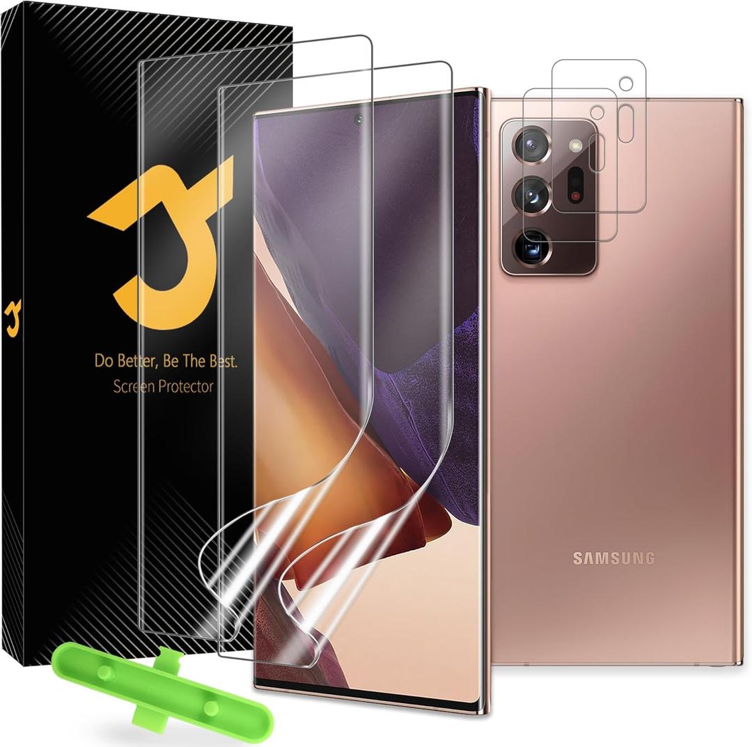 for Samsung Galaxy Note 20 Ultra TPU Screen Protector [Not Glass]+ Camera Lens Protector 2 Pack [100% Fingerprint Unlock] [Bubble Free] Touch Sensitive Film for Note 20 Ultra 5G (Transparent)