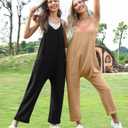 TARSE Women's Sleeveless Jumpsuits V Neck Harem Overalls Causal Adjustable Straps Stretchy Comfy Romper with Pockets 2025 (Brown, M)