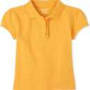 The Children's Place Girls' Short Sleeve Ruffle Pique Polo (Yellow, XXL)