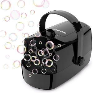 Bubble Machine, 3 in 1 Bubble Maker, Bubble Blower with Replaceable Bubble Wands, 8000+ Colorful Bubbles Per Minute, Operated by Plug-in or Batteries, Bubble Toys for Indoor Outdoor Birthday Party (Glossy-black)